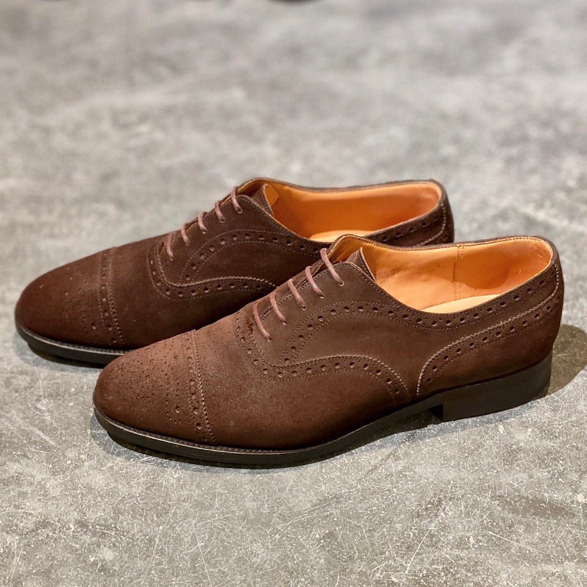 美品【J.M.WESTON】ジェイエムウエストン 310 パターンオーダー セミブローグ スエード ダークブラウン サイズUK8D 11ラスト