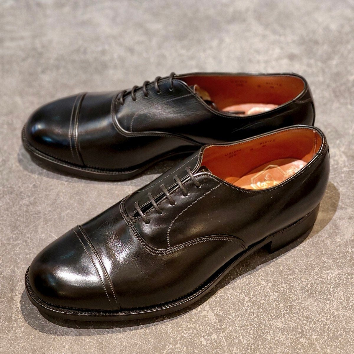 希少 試着程度【CROCKETT&JONES】クロケット&ジョーンズ 旧ロゴ キャップトゥオックスフォード  ブラック サイズUK6G