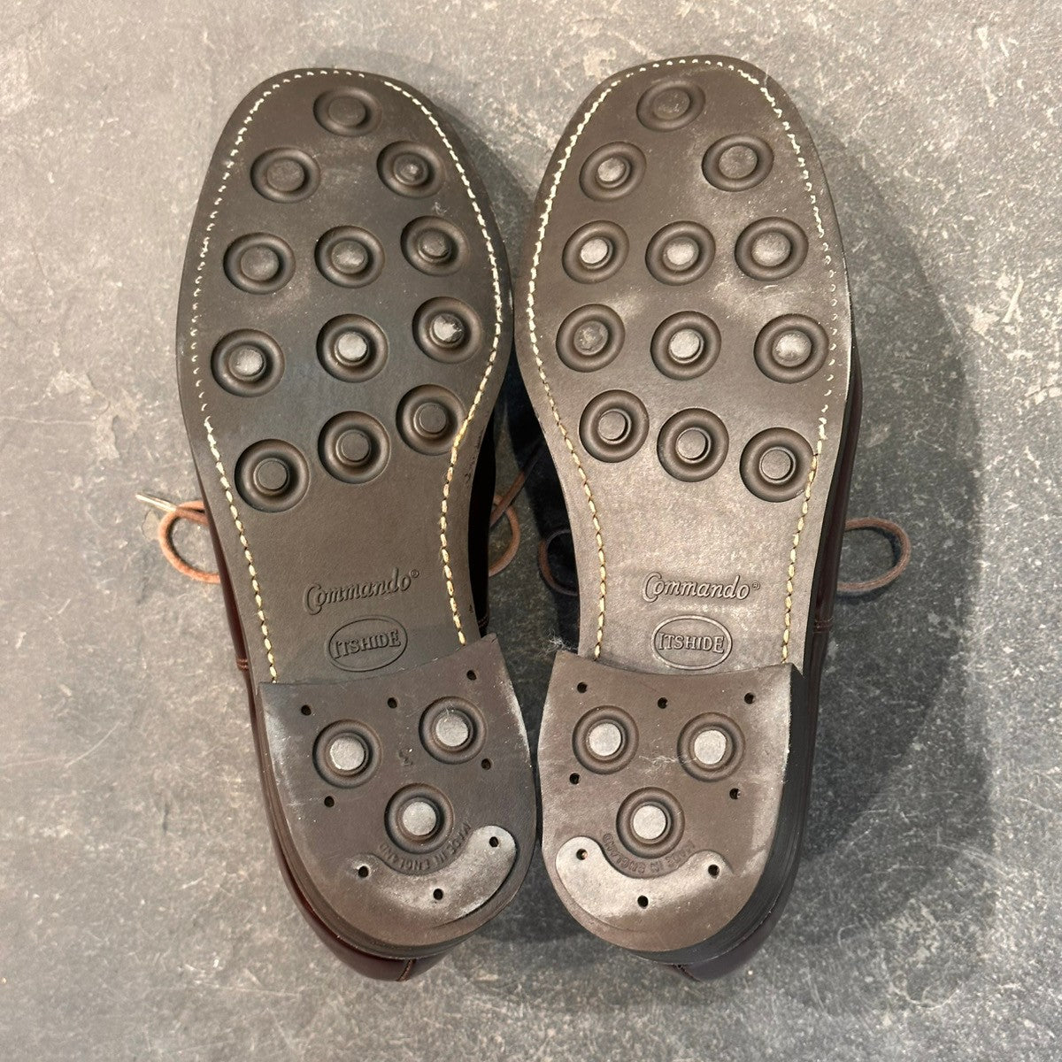 【SANDERS】サンダース 9575R プレーントゥ ガラスレザー バーガンディ サイズ表記無し(UK7相当)