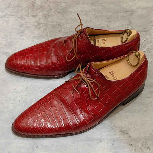 オーダー価格100万以上【Berluti】ベルルッティ ビスポーク クロコダイル想定 ホールカットアレッサンドロ レッド サイズ不明※7相当