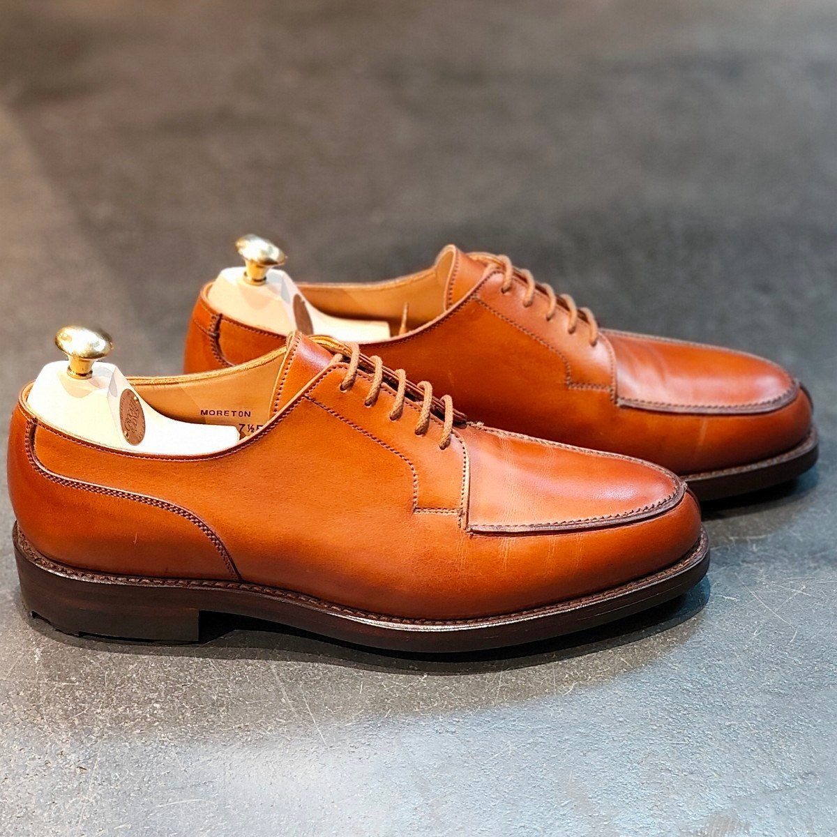 使用数回 【CROCKETT&JONES】クロケット&ジョーンズ モールトン Uチップ カーフ タン サイズ UK7.5E 292ラスト  定価￥132,000-