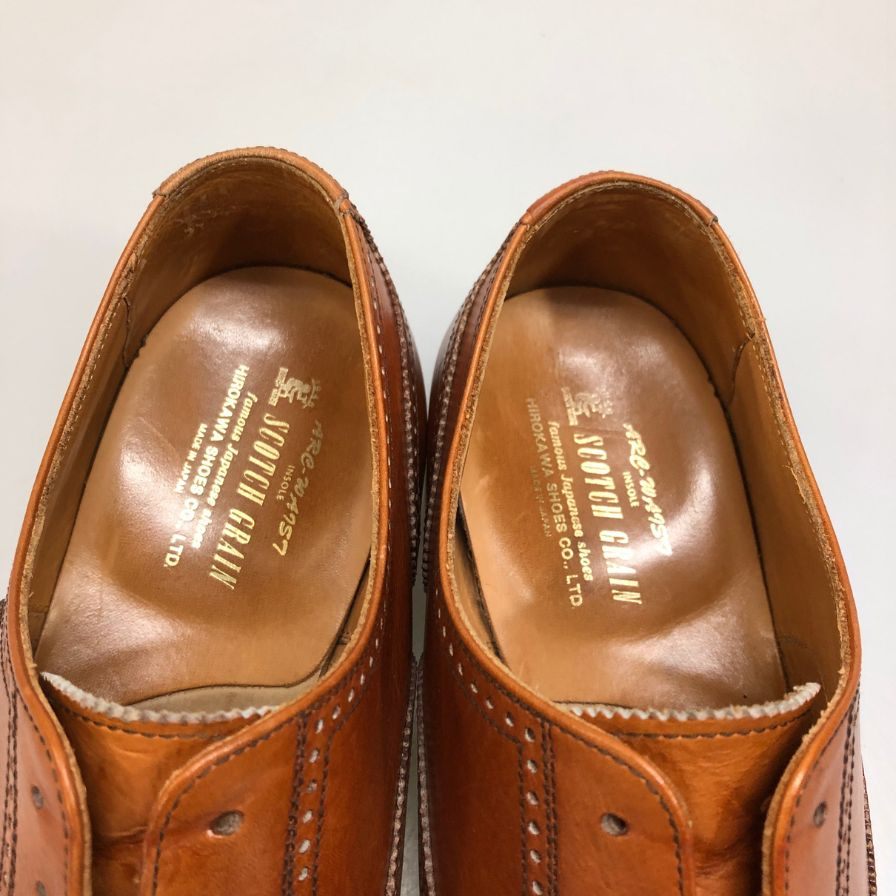 【SCOTCH GRAIN】スコッチグレイン HA9040 レザーシューズ 匠シリーズ セミブローグ ライトブラウン サイズ26 革靴