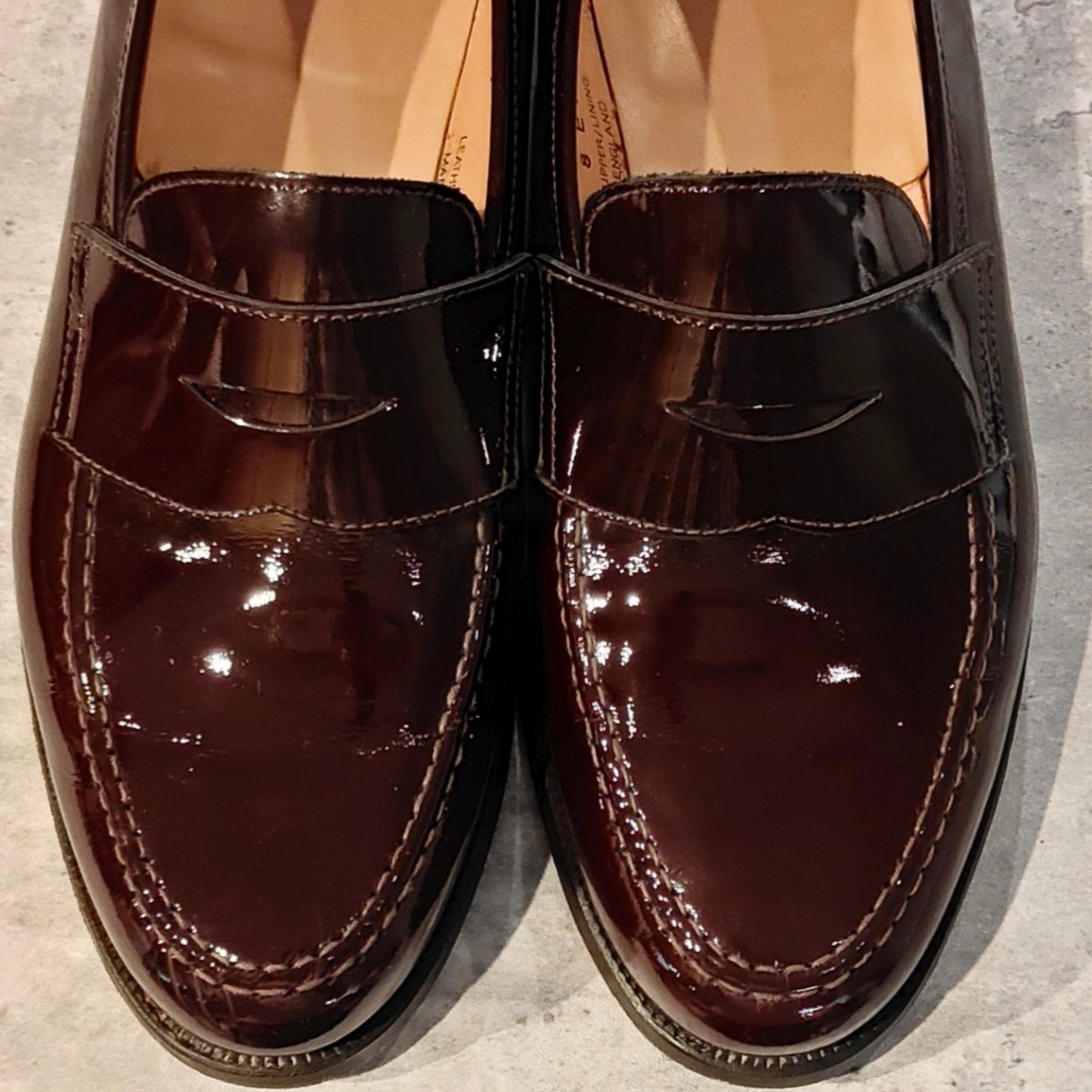 使用数回極美品【CROCKETT&JONES】クロケット＆ジョーンズ ボストン2 SUBS コインローファー パテントレザー バーガンディ サイズUK8E 376ラスト