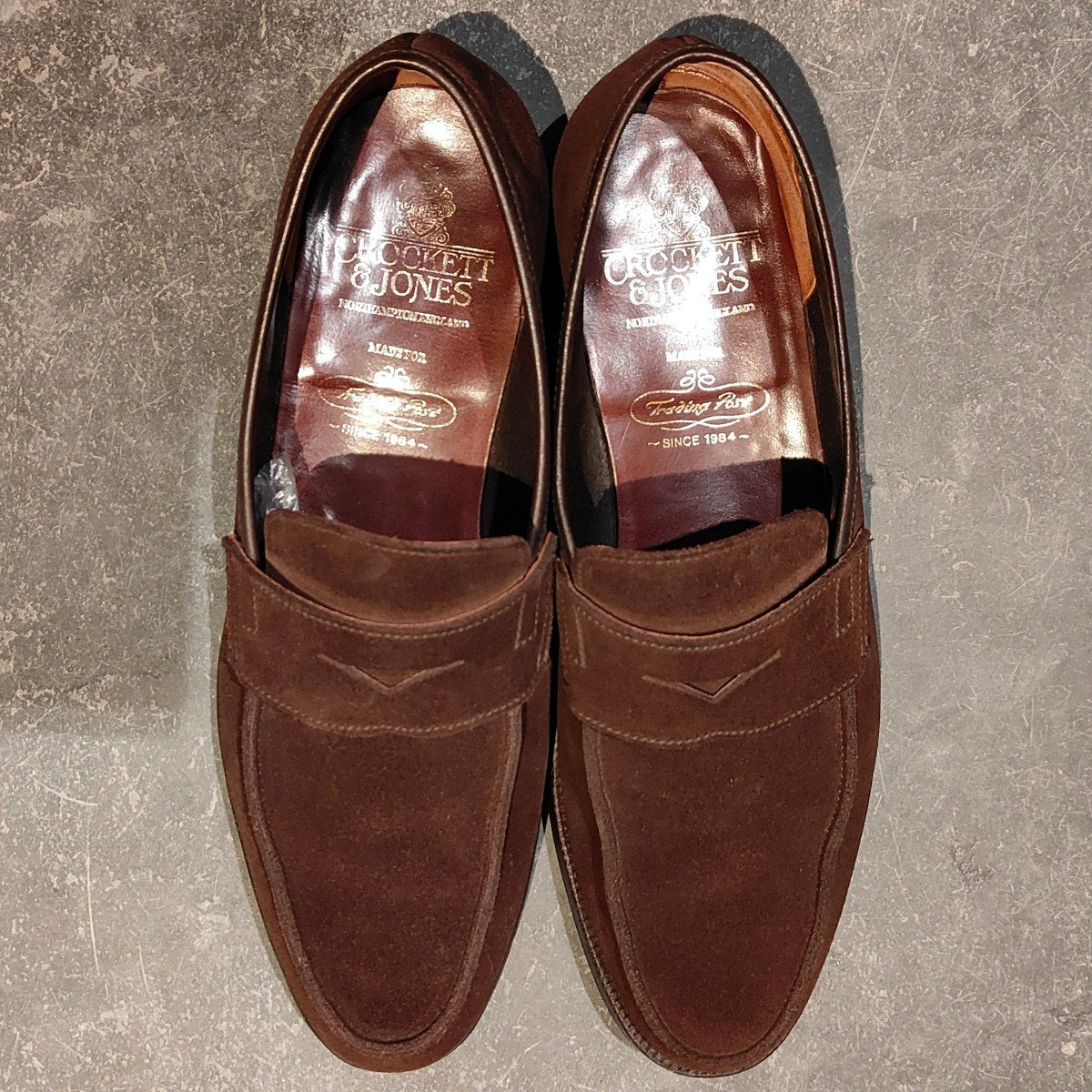 美品【CROCKETT&JONES】クロケット&ジョーンズ トレーディングポスト別注 SELSEY アンラインドローファー ダークブラウン サイズUK7E