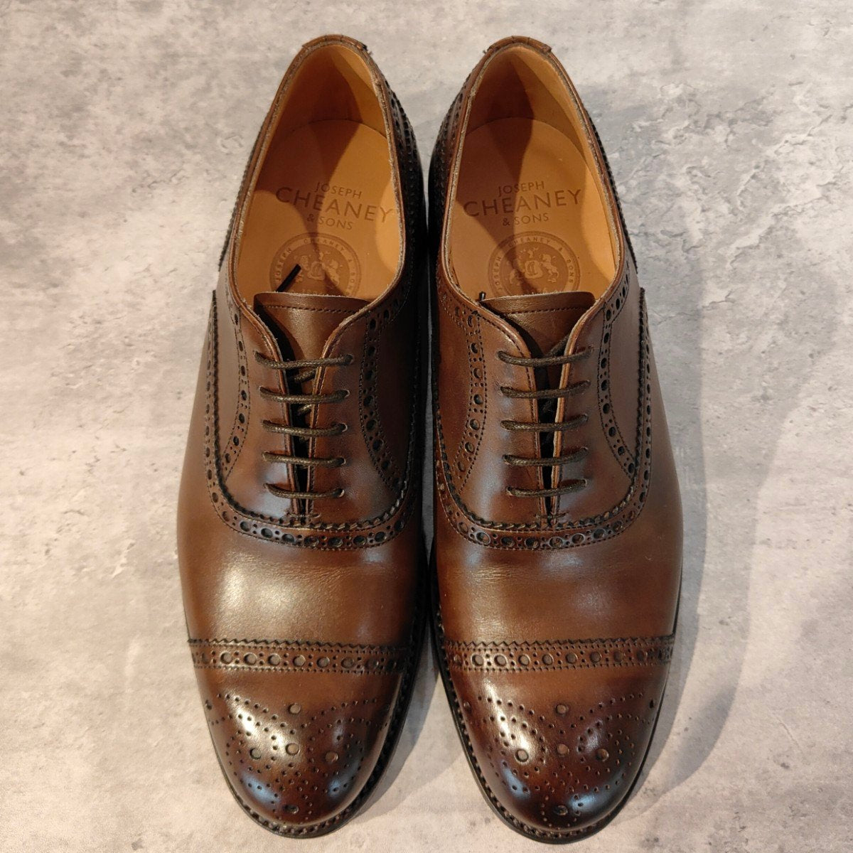 新品未使用【JOSEPH CHEANEY】ジョセフチーニー ウィルフレッド セミブローグ カーフ ブラウン サイズUK5 参考定価￥94,600-