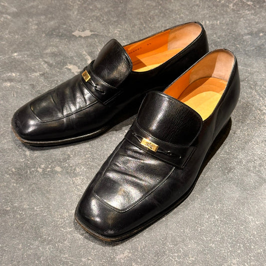 【TANINO CRISCI】タニノクリスチー 106983 スクエアトゥ ローファ― ブラック サイズUK7.5