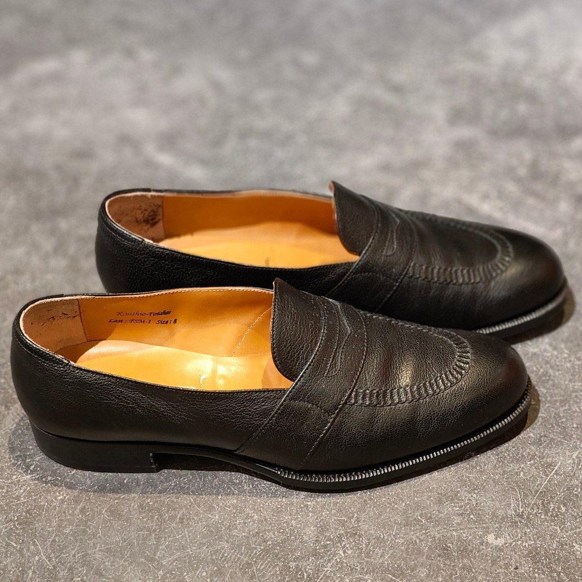 極美品【manufacturers】 マニュファクチャーズ ローファー フルサドル グレインレザーブラック サイズ UK8