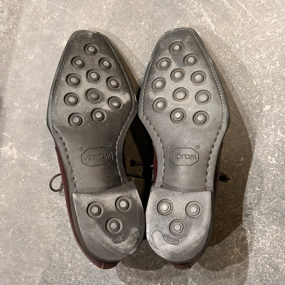 【STEFANO BI】ステファノビ  スクエアトゥ ステッチ カーフ バーガンディ サイズ不明(UK7相当)