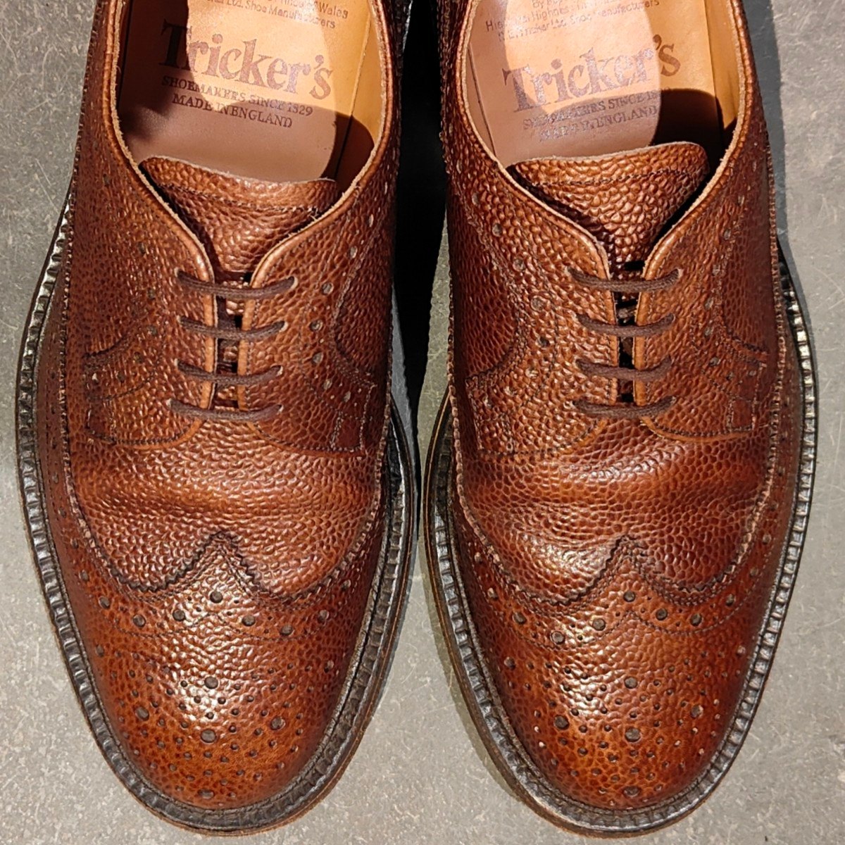 美品【Tricker’s】トリッカーズ M5164 ロングウイングチップ ブラウン サイズUK7