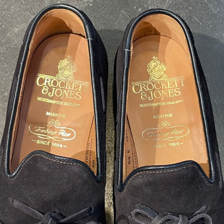 【CROCKETT&JONES】クロケット&ジョーンズ クロケット&ジョーンズ トレーディングポスト別注  ウェンドーバー スリッポン バックスキン ネイビー サイズUK6.5E