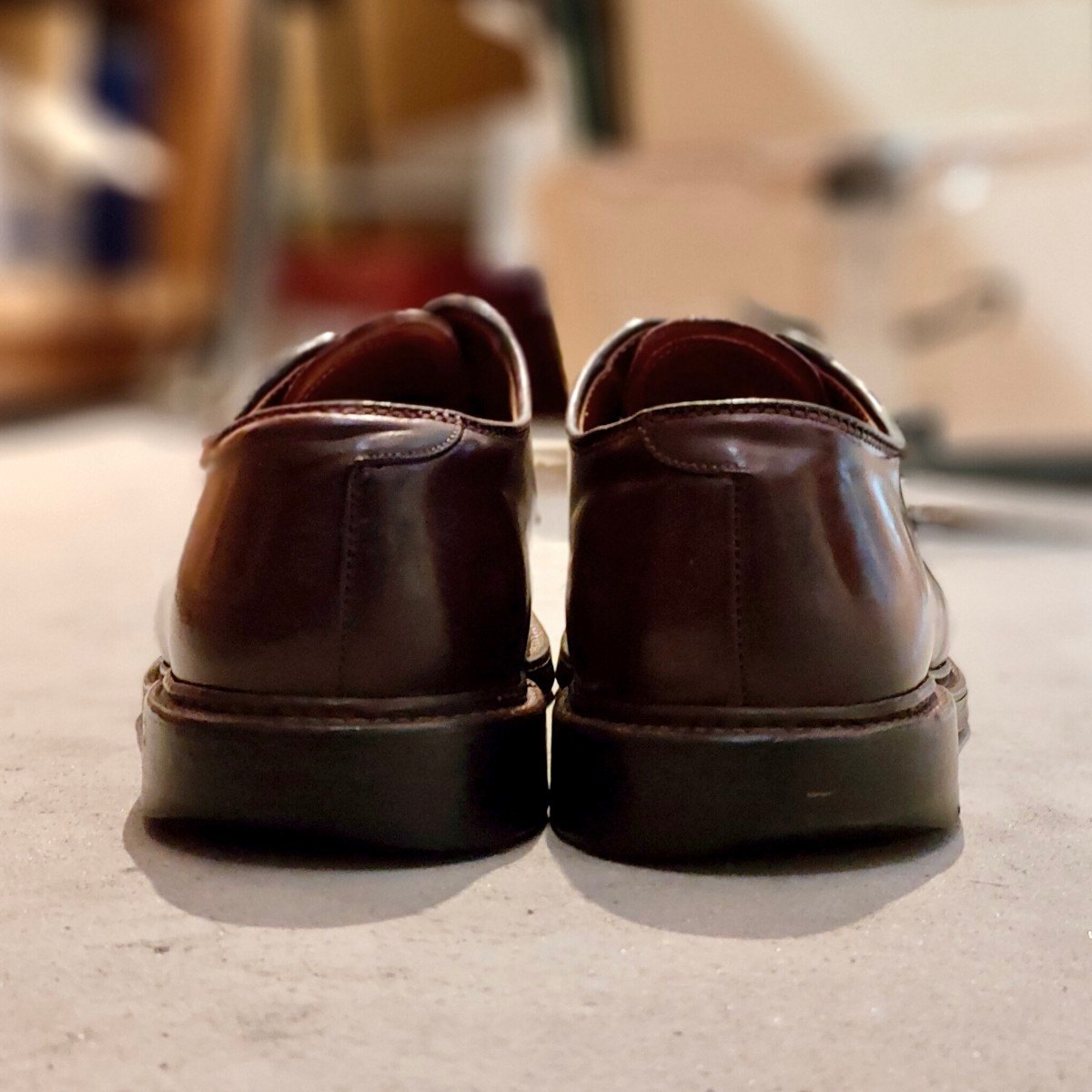 コードバン プレーントゥ ダービーシューズ ダークバーガンディ US9 USA製 コードバン プレーントゥ ダービーシューズ ダークバーガンディ