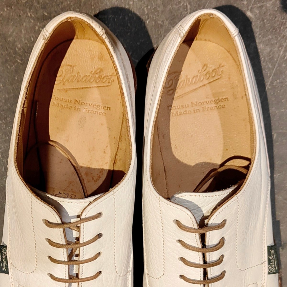 美品【Paraboot】パラブーツ シャンボード Uチップ グレインレザー ホワイト サイズ UK8A 参考定価￥99,000-