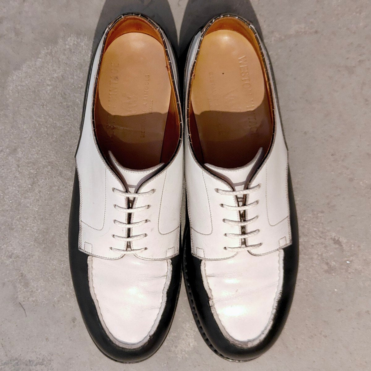 【J.M.WESTON】ジェイエムウエストン ウエストンヴィンテージ 641 ゴルフ Uチップ ボックスカーフ ブラックホワイト サイズ UK8C 31ラスト