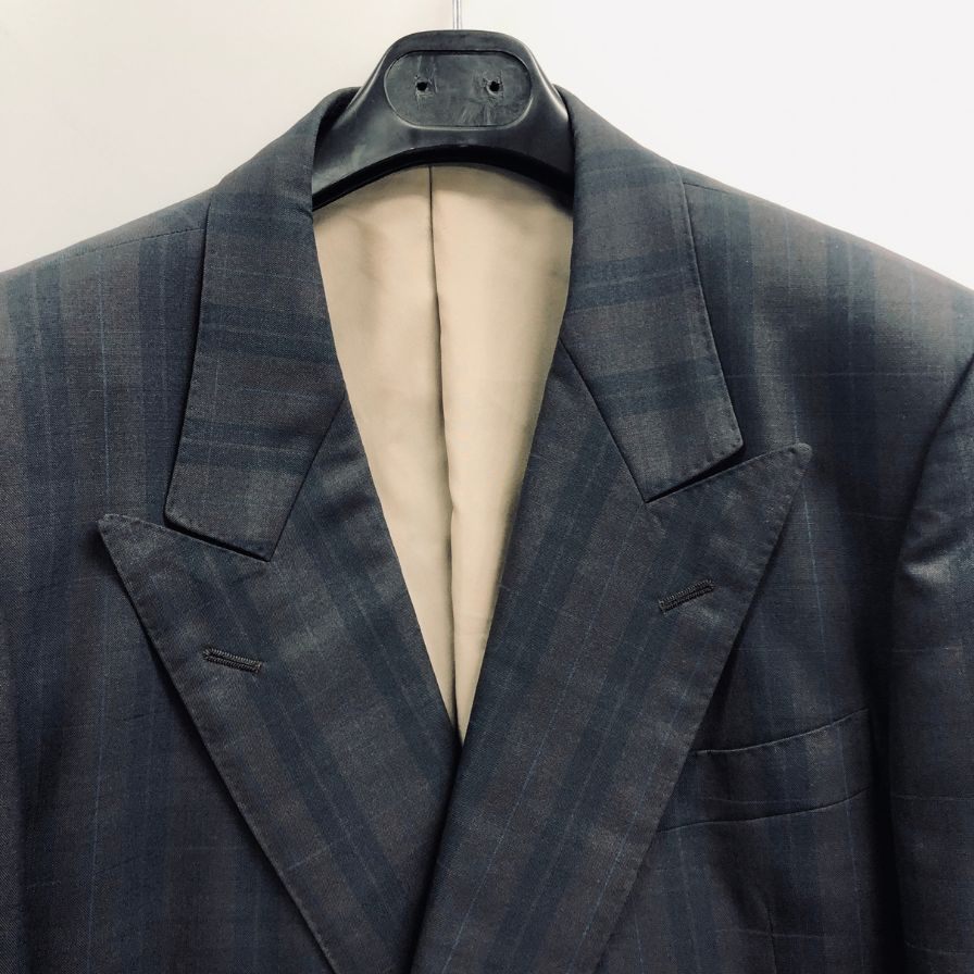 【Burberry】バーバリー ジャケット 90S 旧タグ ダブルブレスト ロゴ金ボタン ブラウン チェック メンズ サイズ175