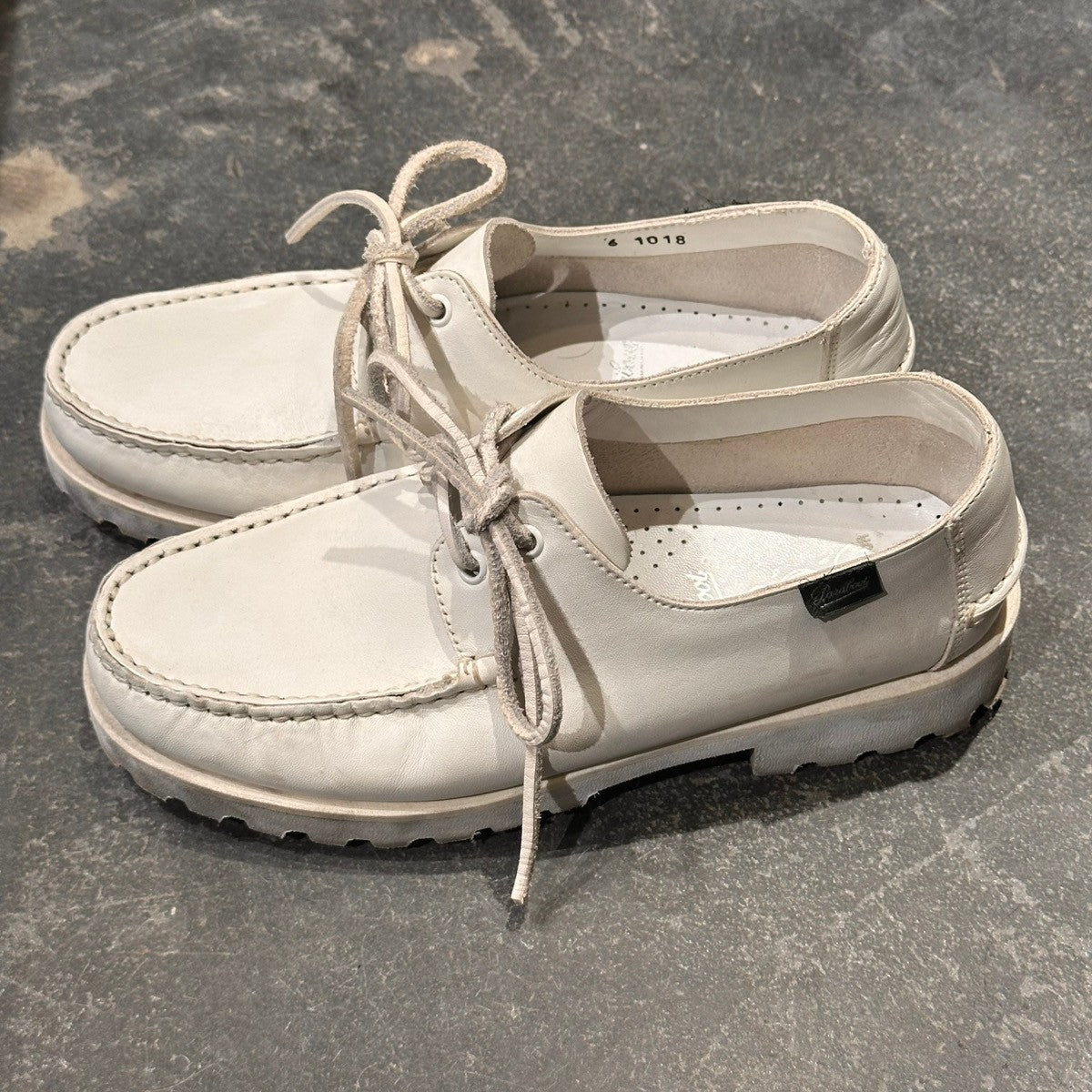 【PARABOOT】パラブーツ 1018 アーペントル別注 デッキシューズ カーフ ホワイト サイズUK6