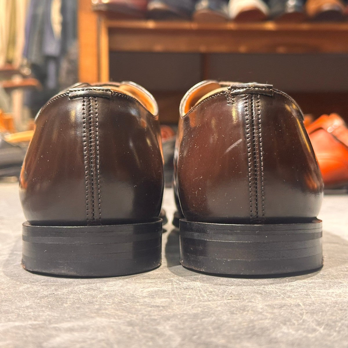 美品【Church’s】チャーチ コンサル 5都市 ストレートチップ ポリッシュドバインダーカーフ ダークブラウン サイズUK85F 173ラスト