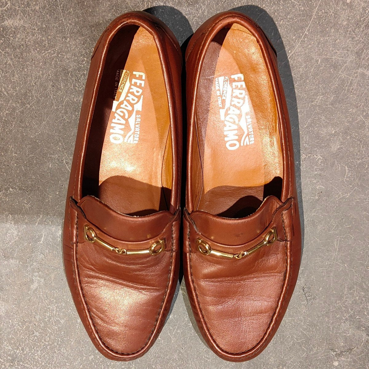 美品【Salvatore Ferragamo】サルバトーレ フェラガモ ビットローファー カーフ ブラウン サイズUK7.5EE