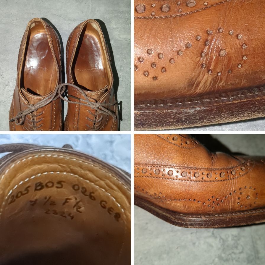 【SAINT CRISPIN'S】サンクリスピン レザーシューズ ウイングチップ 2324 カーフ ブラウン メンズ サイズUK7.5