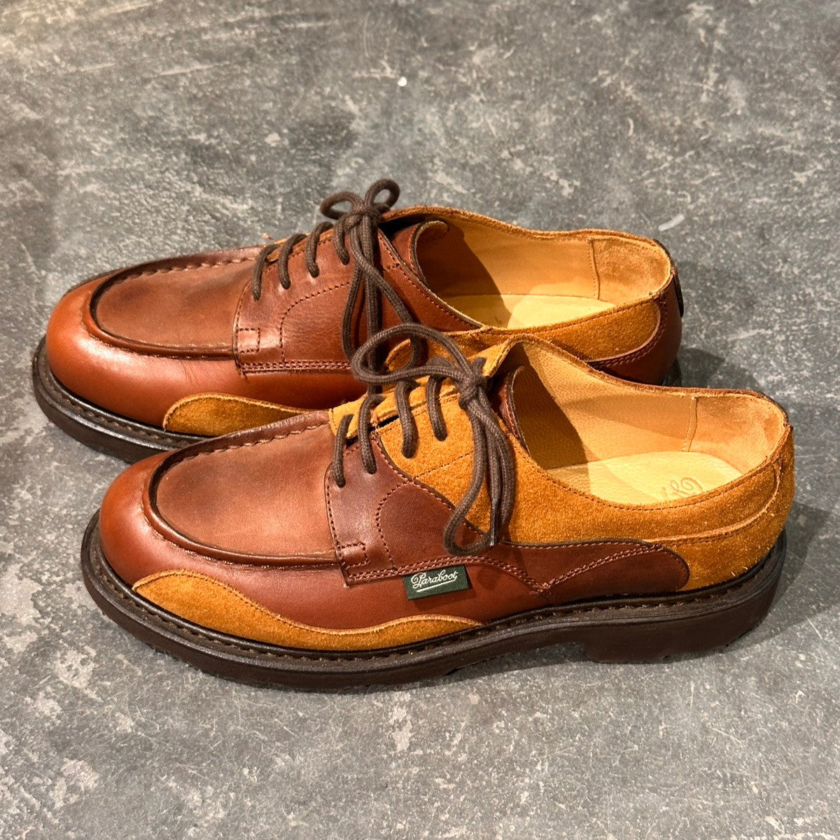 試着程度【Paraboot】パラブーツ×Garance Vallée 90947 シャンボード カーフ×スエード パッチワーク カフェ サイズUK4