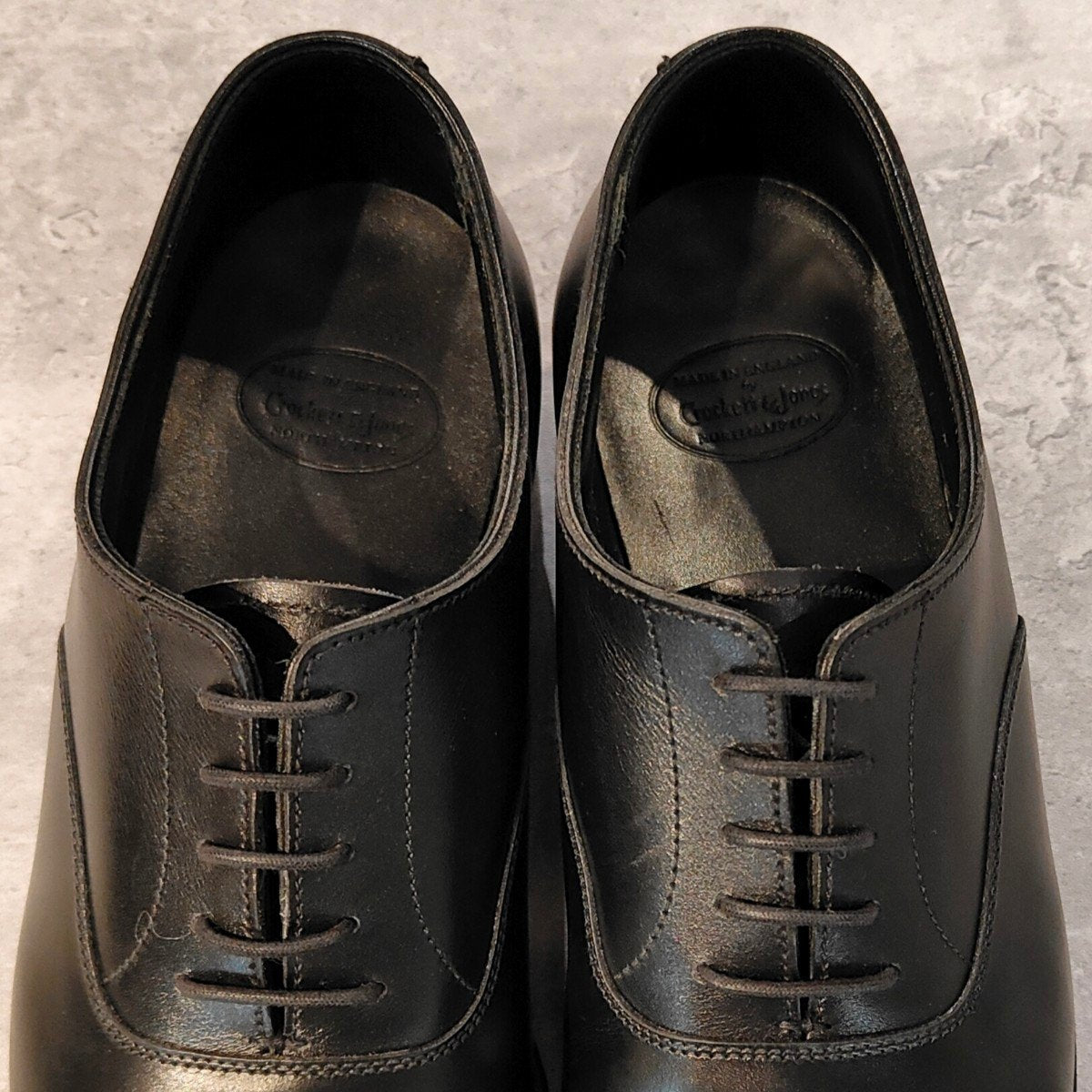 使用数回【CROCKETT&JONES】クロケット&ジョーンズ ストレートチップ オードリー カーフ ブラック サイズUK5.5D 337ラスト 参考定価￥169,400-