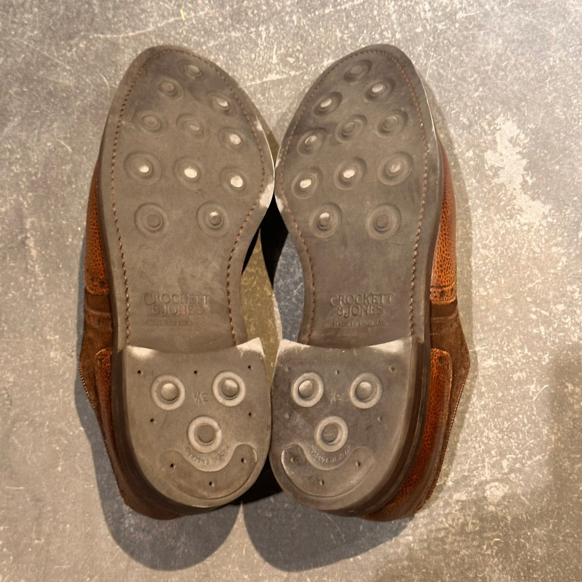 【CROCKETT&JONES】クロケット&ジョーンズ カーディガン4 ウイングチップ グレインレザー×スエード ブラウン サイズUK9.5D