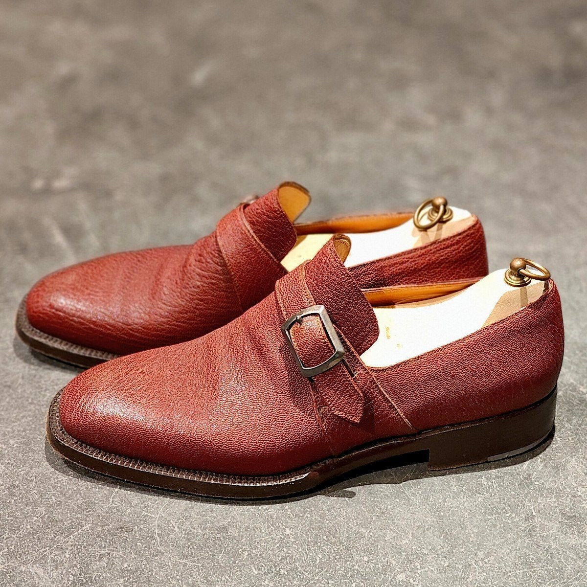 希少 美品【Stefano Bemer】ステファノベーメル シングルモンク グレインレザー ボルドー サイズ 40