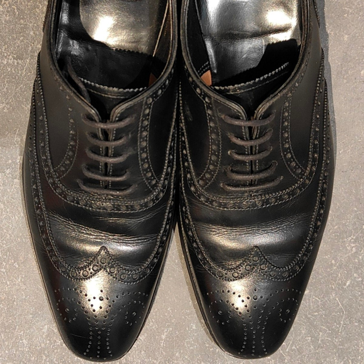 美品【CROCKETT&JONES】クロケット＆ジョーンズ クリフォード ウイングチップ ブラック カーフ ブラウン サイズUK6.5D