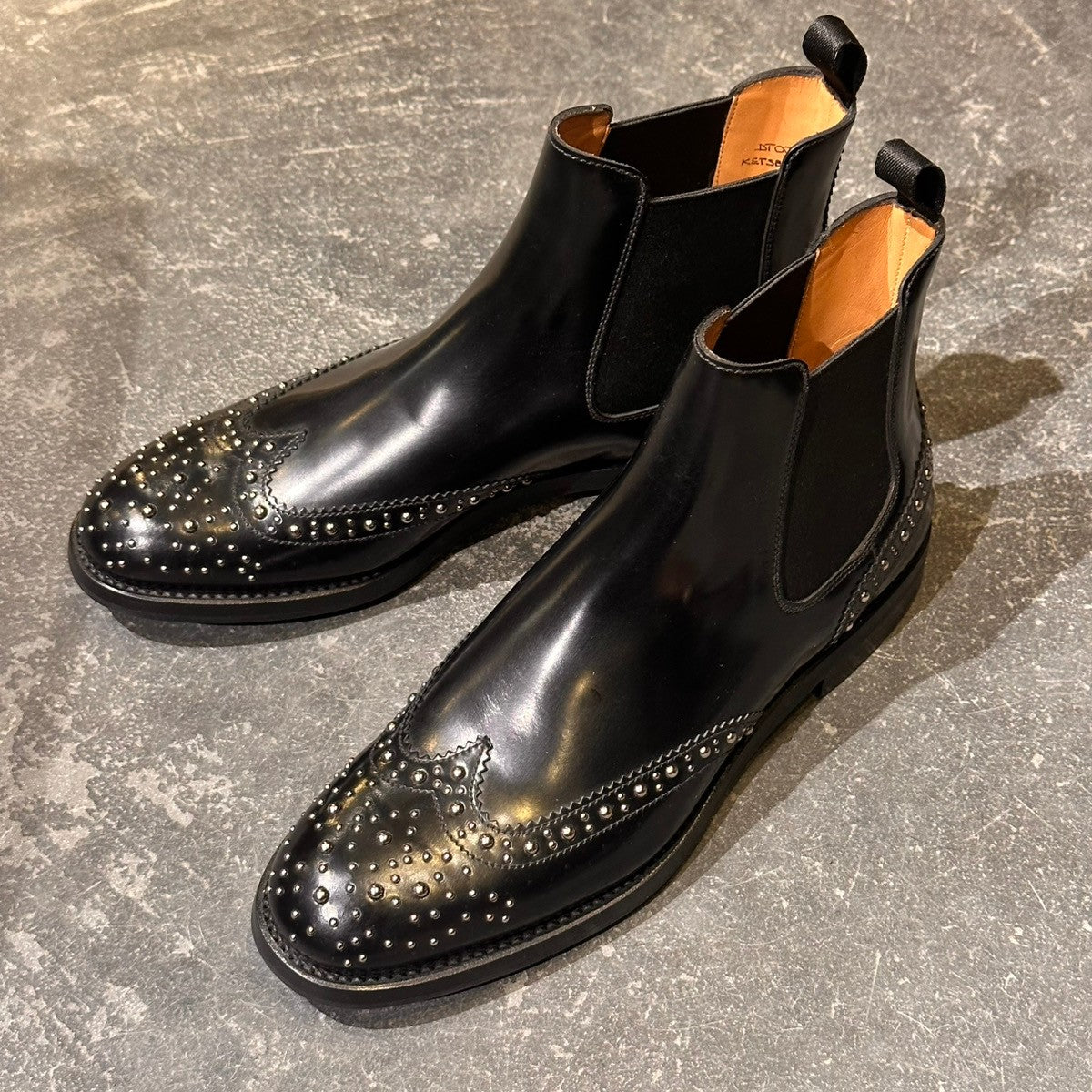 試着程度【Church's】チャーチ ケッツビー KETSBY ショートブーツ サイドゴア スタッズ ポリッシュドバインダーカーフ ブラック サイズ37 81ラスト