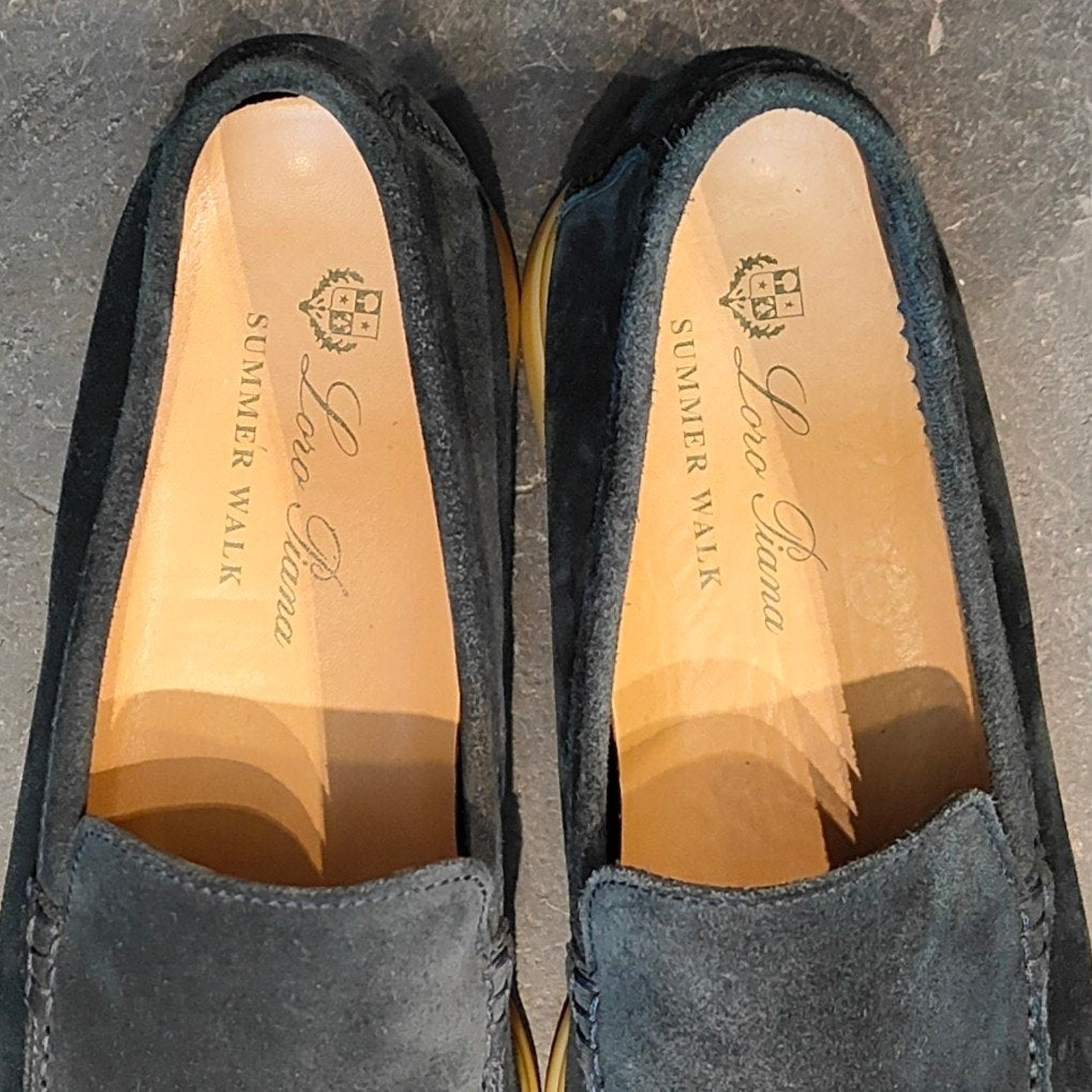 使用数回 【Loro Piana】ロロ・ピアーナ サマーウォーク ローファー スエード ブラック サイズ41 参考定価￥160,100-