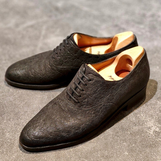 希少 極美品【JOHN LOBB】ジョンロブパリ ビスポーク プレーントゥオックスフォード エレファントレザー ブラック サイズUK6.5E相当