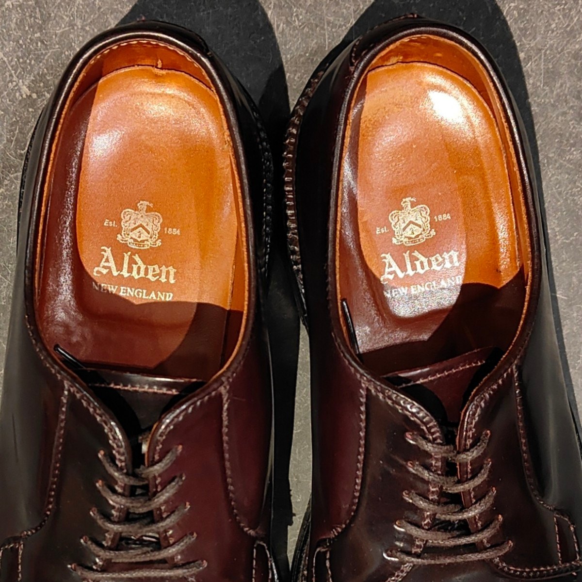 極美品 【ALDEN】オールデン 990 プレーントゥ コードバン ダークバーガンディ サイズUS7.5E バリーラストラスト 参考定価 ￥220,000-