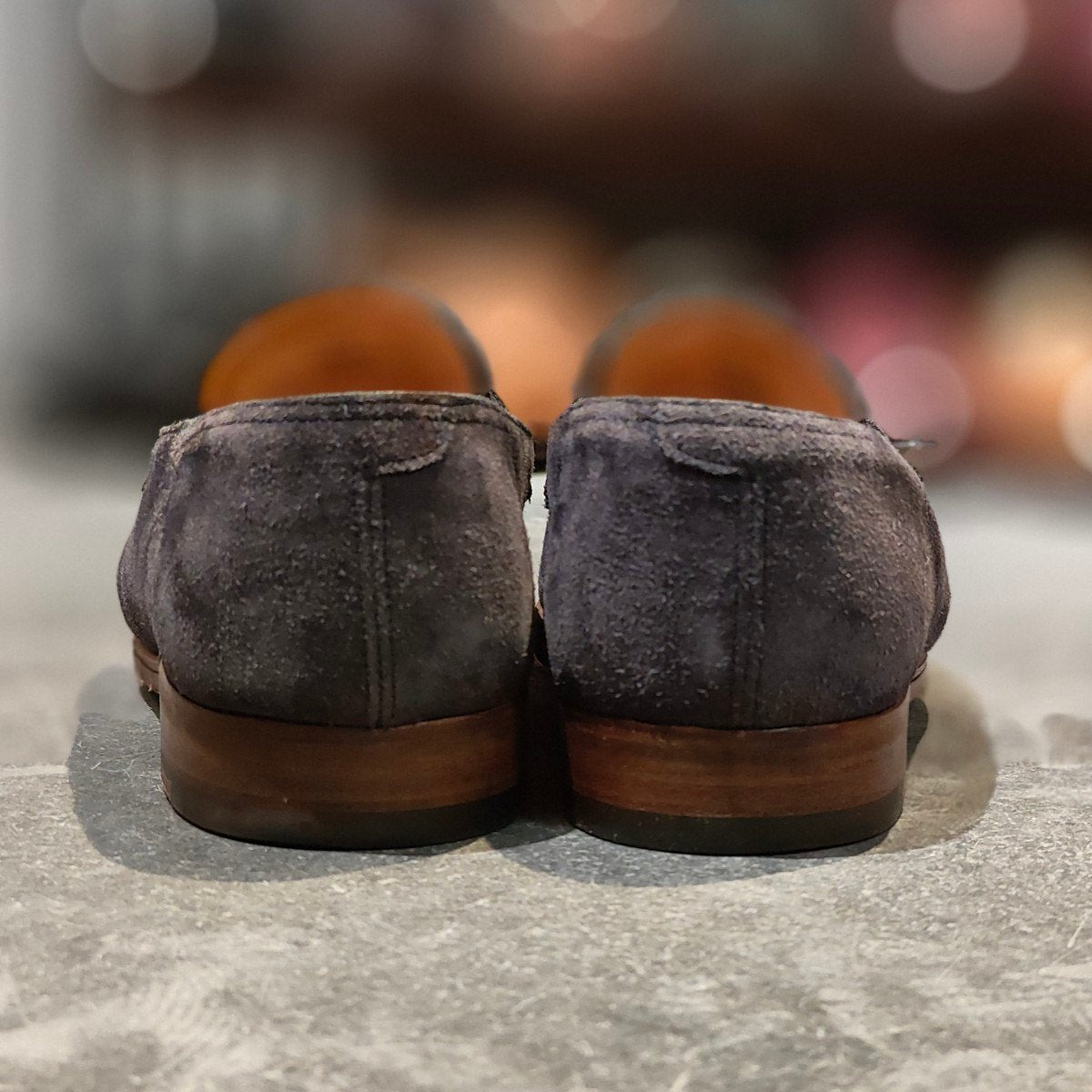【JOHN LOBB】ジョンロブ ロペス ローファー スエード ネイビーブラックコンビ サイズ UK6E 4395ラスト 参考定価￥283,800-
