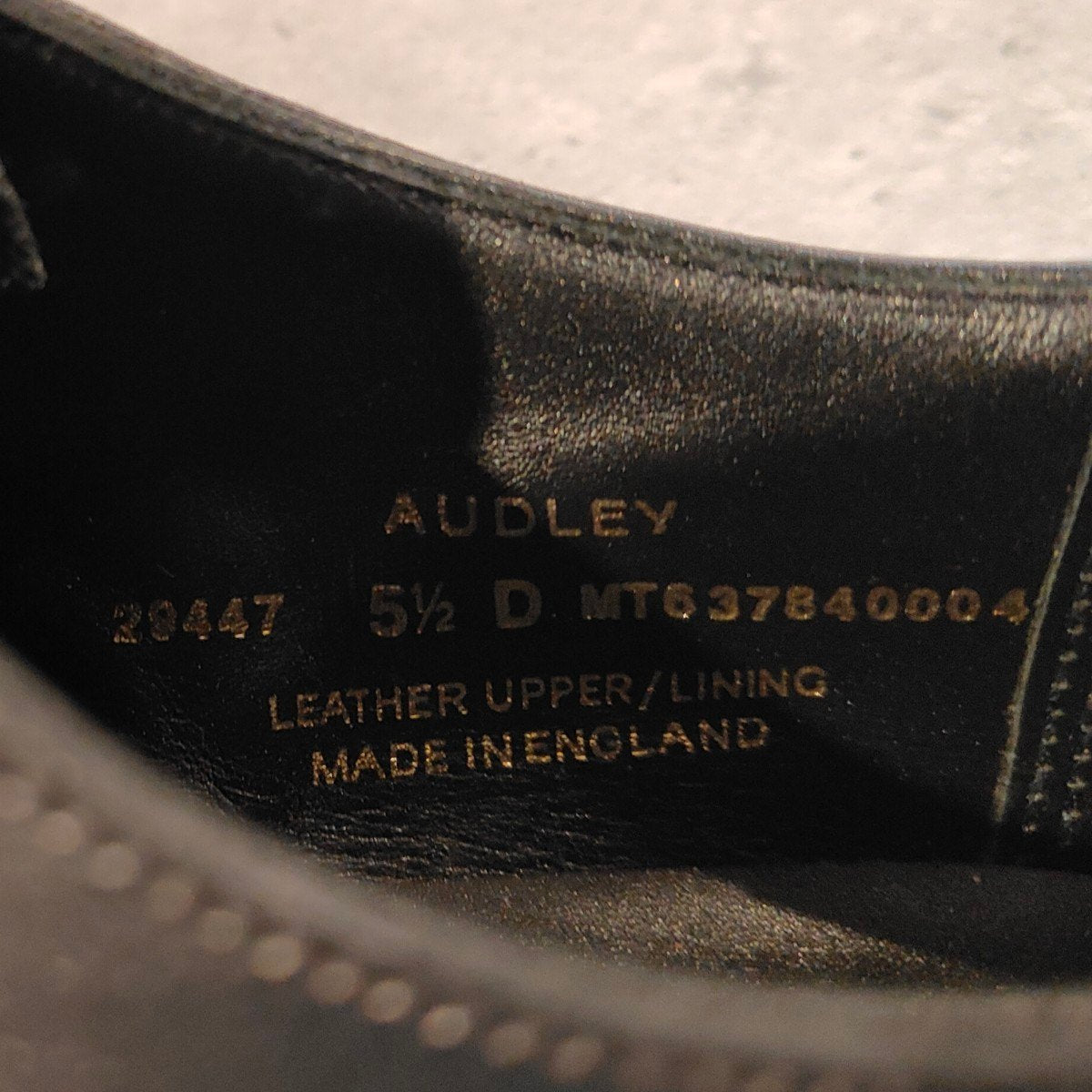 使用数回【CROCKETT&JONES】クロケット&ジョーンズ ストレートチップ オードリー カーフ ブラック サイズUK5.5D 337ラスト 参考定価￥169,400-