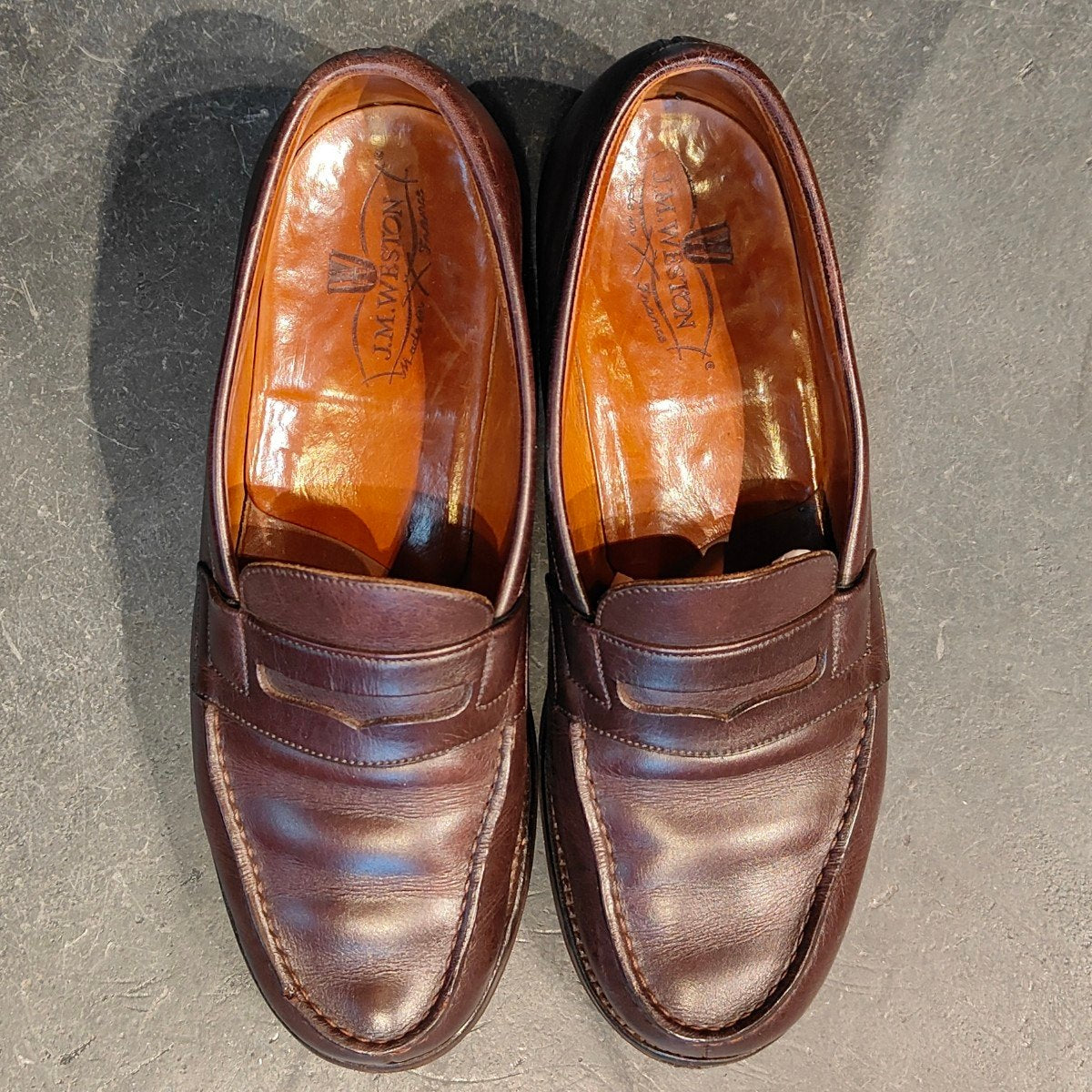 【J.M.WESTON】ジェイエムウエストン 180 シグニチャーローファー 旧旧旧ロゴ  カーフ ダークブラウン サイズUK5.5C 41ラスト 参考定価￥156,200-