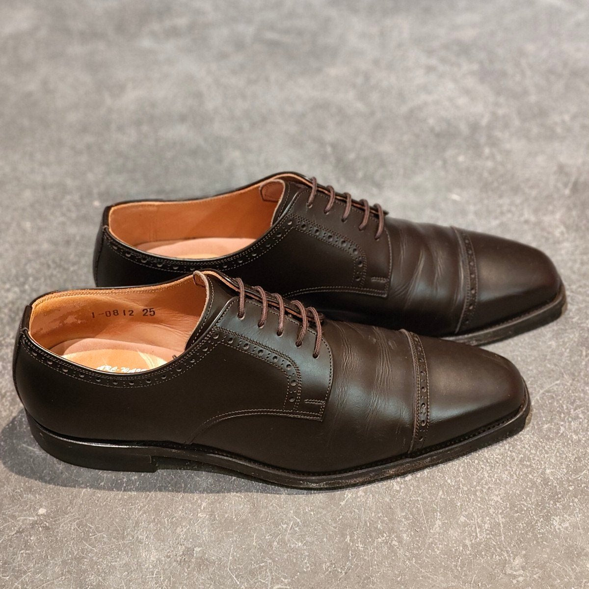 【SCOTCH GRAIN】スコッチグレイン 0812 パンチドキャップトゥ ダービー カーフ ブラウン サイズ25