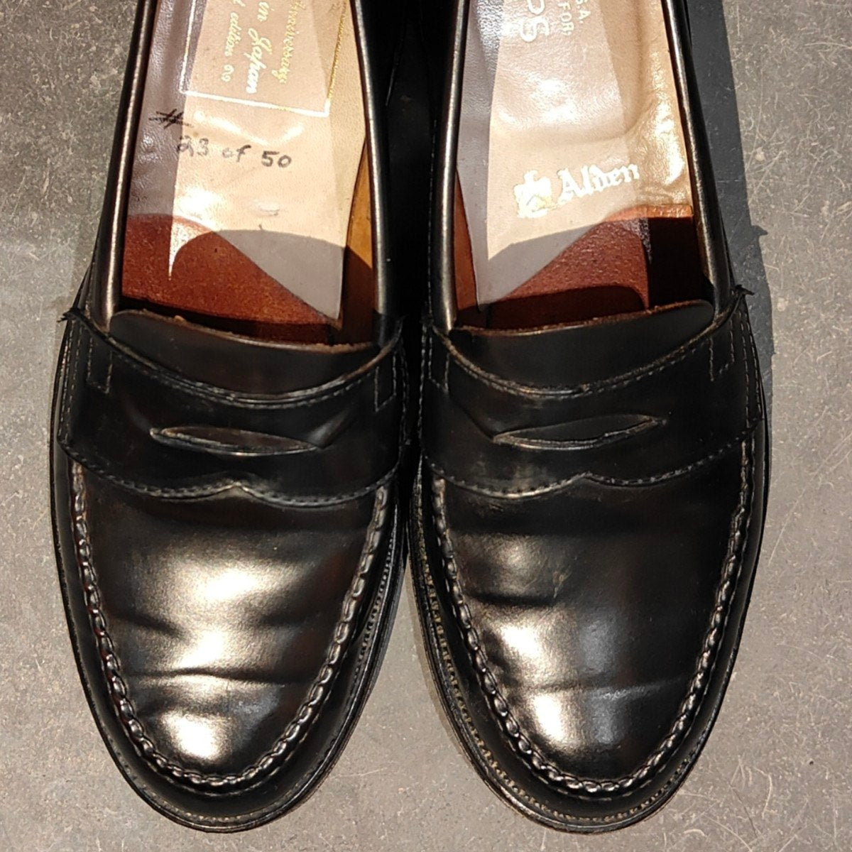希少【ALDEN】オールデン 7109UY ships別注 20th Anniversary ペニーローファー アンラインド コードバン ブラック サイズ US7.5D バンラスト