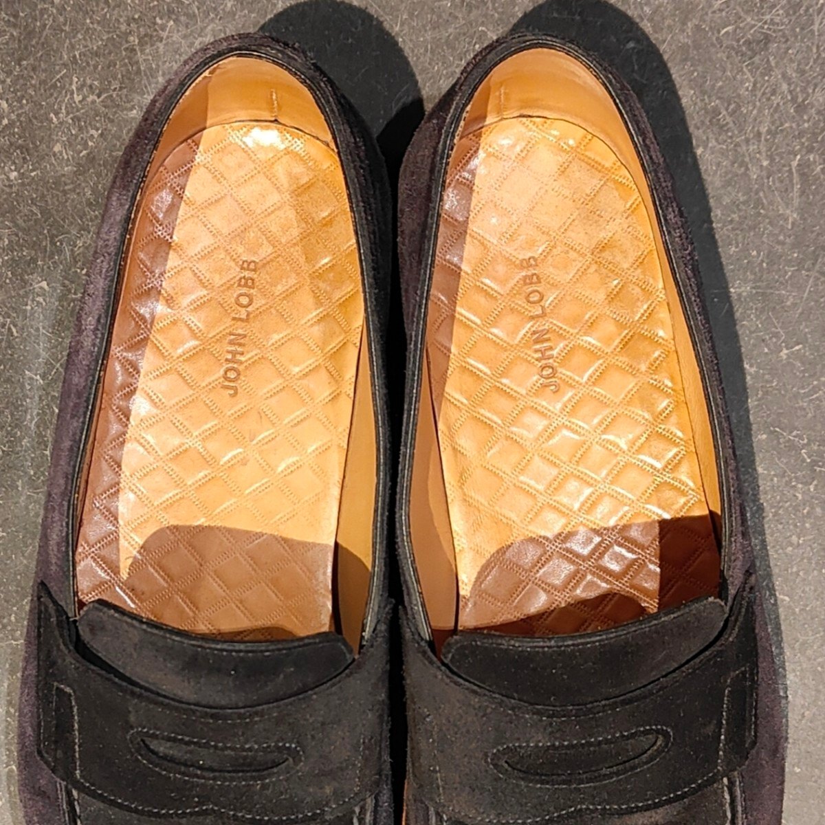 【JOHN LOBB】ジョンロブ ロペス ローファー スエード ネイビーブラックコンビ サイズ UK6E 4395ラスト 参考定価￥283,800-