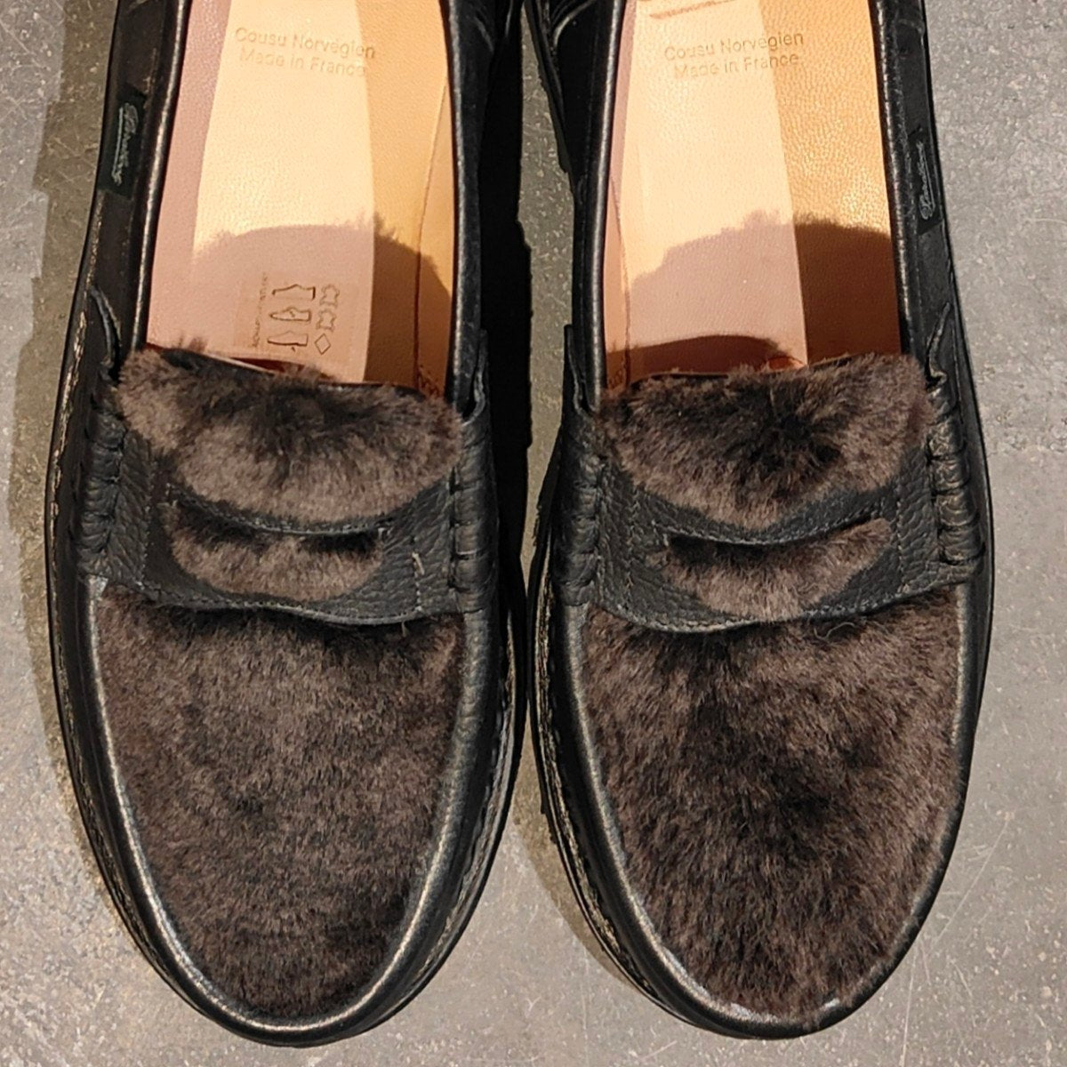 新品未使用【Paraboot】パラブーツ ランス コインローファー  ムートン グレインレザー ブラック サイズ UK7