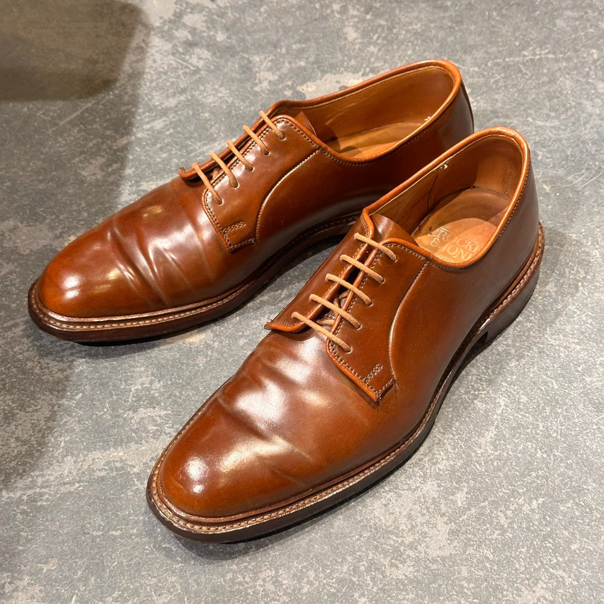 希少【Crockett&Jones】クロケット&ジョーンズ ラモント2 LAMONT2 プレーントゥ ウイスキーコードバン仕様 ブラウン サイズUK6.5 377ラスト