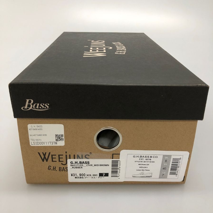 新品未使用 【G.H.Bass&Co. 】 ジーエイチバス 11711D ラーソン ローファー ハイシャインレザー ブラウン サイズ US7 定価￥31,900-
