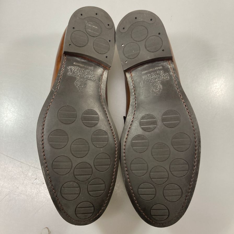 【Crockett&Jones】クロケット&ジョーンズ ローファー グランサム2 ペニー コイン カーフ レザー ブラウン メンズ サイズUK7.5E