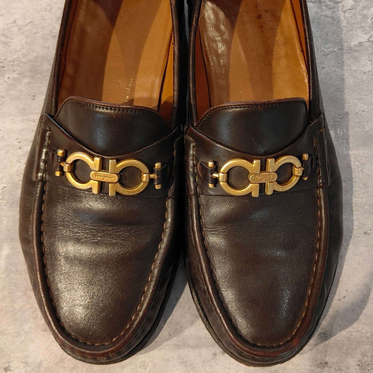 【Salvatore Ferragamo】サルバトーレ フェラガモ ビットローファー ガンチーニ カーフ ダークブラウン サイズUK7EE