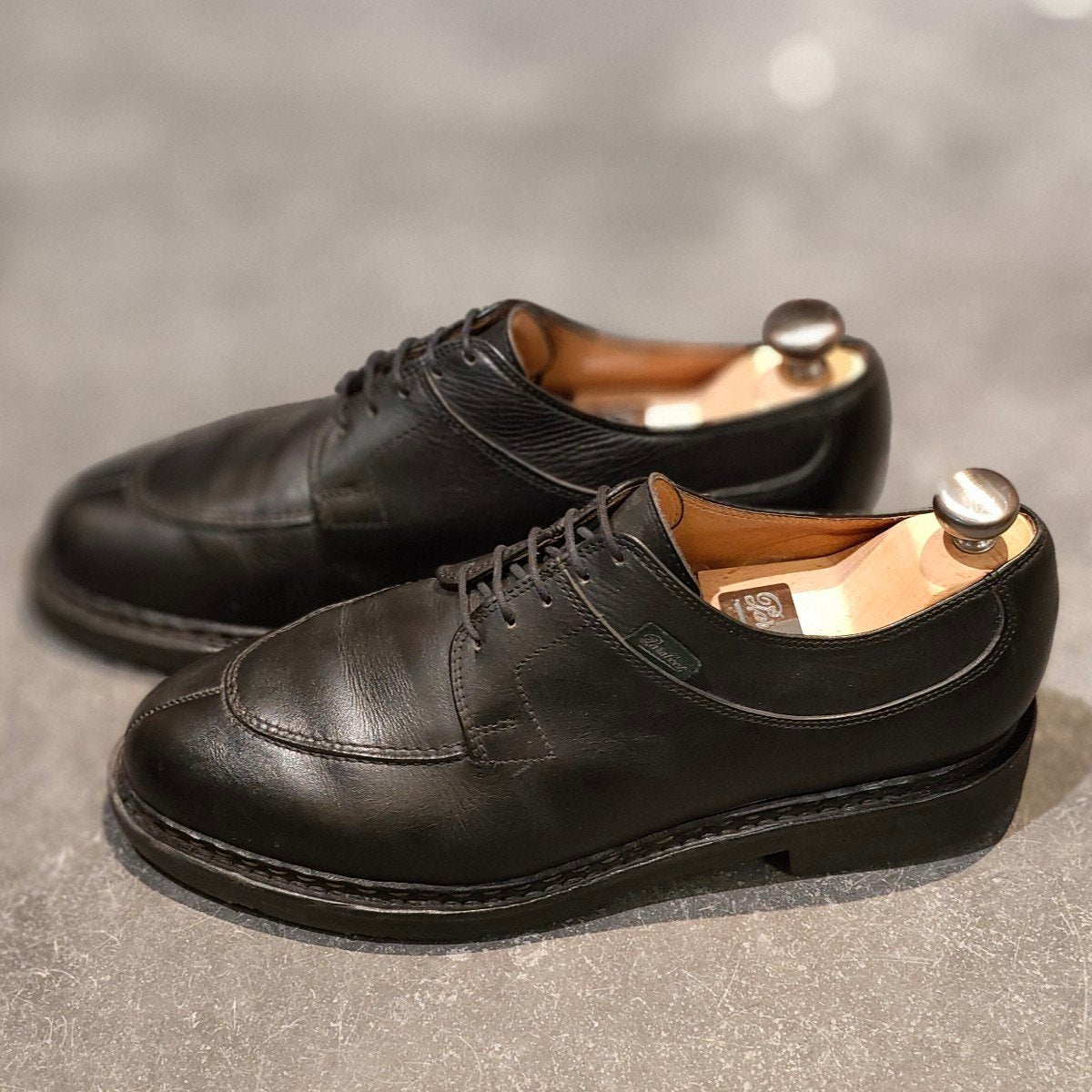 美品【Paraboot】パラブーツ アヴィニョン Uチップ リスレザー ブラック サイズUK7 参考定価￥96,800-