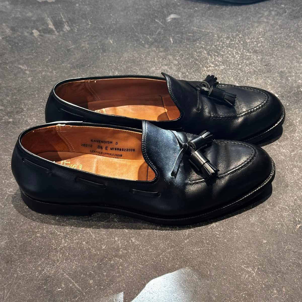 美品【CROCKETT&JONES CAVENDISH3】クロケット&ジョーンズ キャベンディッシュ3 タッセルローファー カーフ ブラック サイズUK8.5E 375ラスト