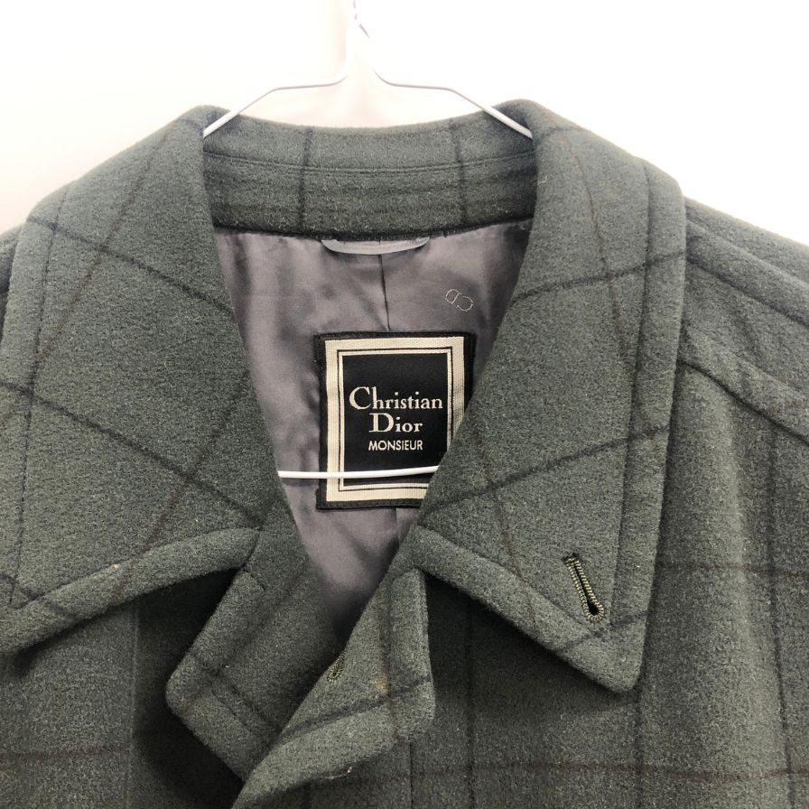 【Christian Dior MONSIEUR】クリスチャンディオールムッシュ コート 80年代 グリーン チェック メンズ サイズ S