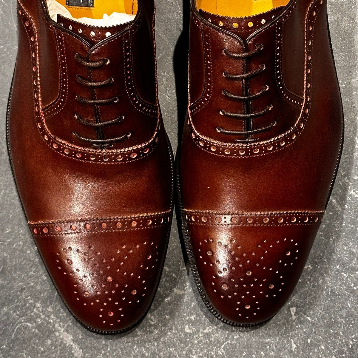 未使用品【Salvatore Ferragamo】サルヴァトーレ フェラガモ 3828 セミブローグ カーフ ブラウン サイズUK8.5E