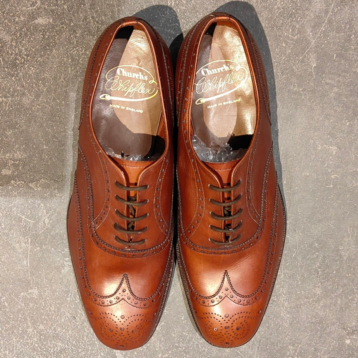 希少 デッドストック【Church's】チャーチ 2都市 チャーター ウイングチップ アニリンカーフ サンダルウッド サイズ UK65F 73ラスト