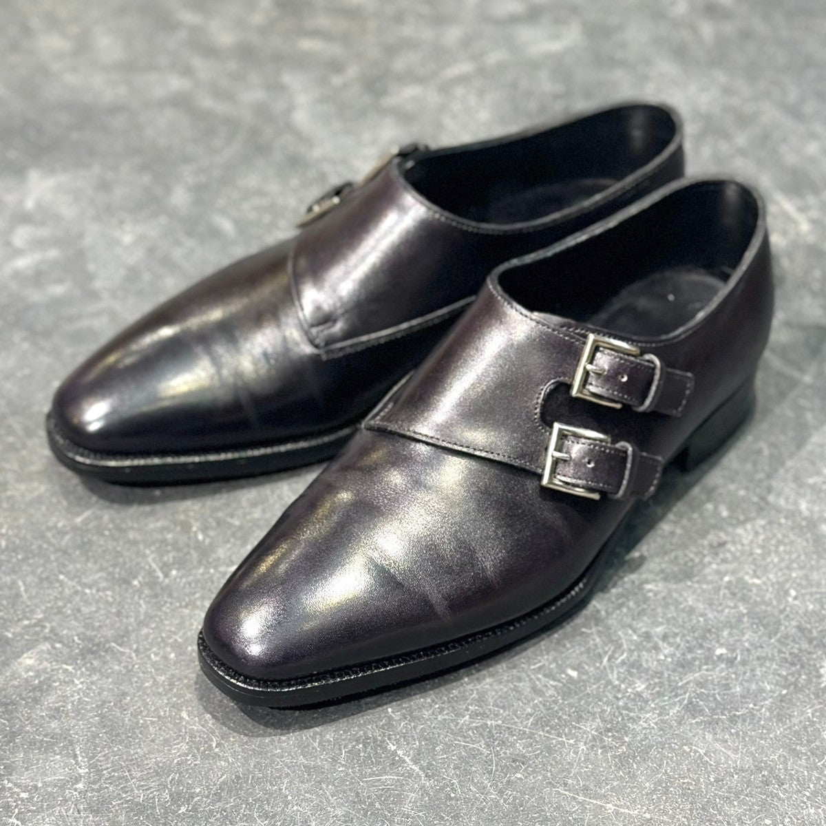 美品【John Lobb】ジョンロブ ダブルモンク チャペル ミュージアムカーフ ブラック サイズ6E 8000ラスト