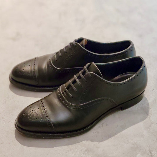 極美品【JOEWORKS】ジョーワークス セミブローグ パターンオーダー カーフ ブラック サイズUK7.5