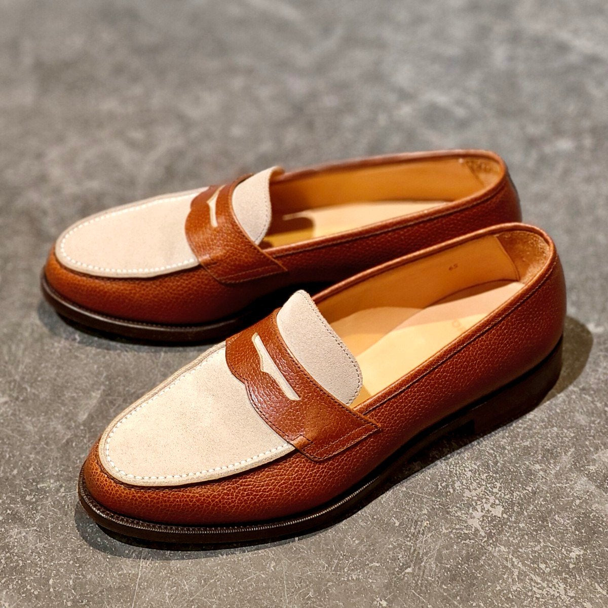 使用数回【ORIENTAL】オリエンタル 500 ALBERS NST レインレザースエードコンビ ブラウングレー サイズ US6.5